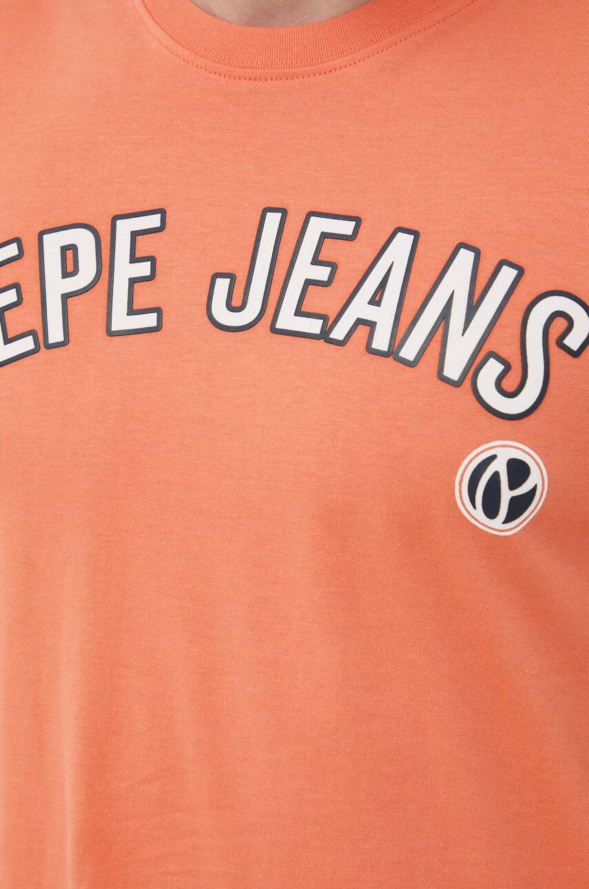 Pepe Jeans Bavlněné tričko Alessio oranžová barva s potiskem - Pepit.cz