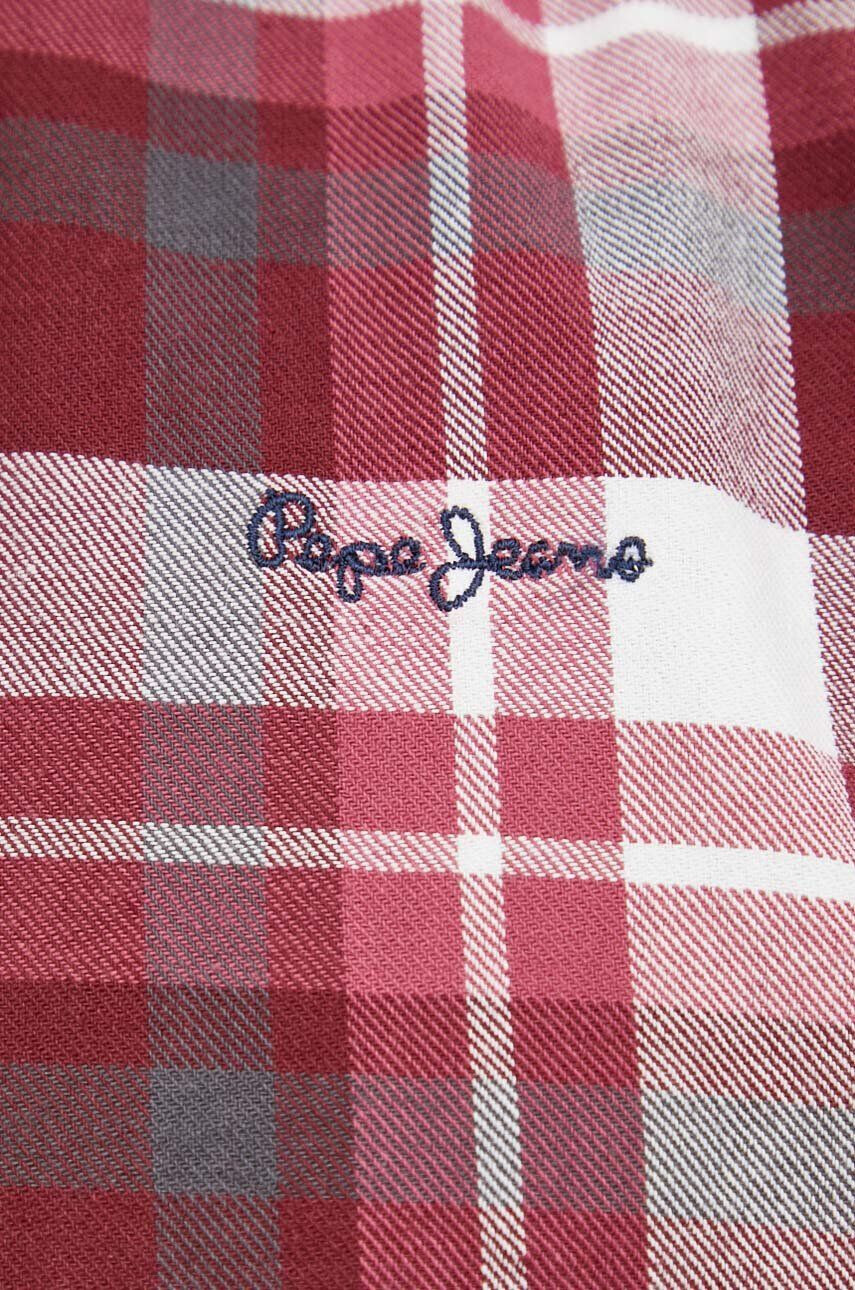 Pepe Jeans Košile Cressing vínová barva regular s límečkem button-down - Pepit.cz