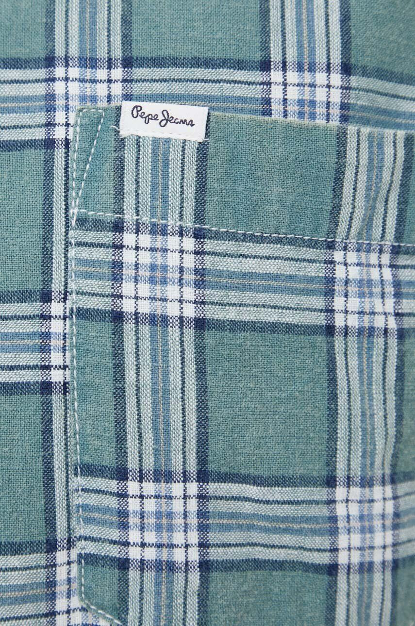 Pepe Jeans Košile Crow zelená barva slim s límečkem button-down - Pepit.cz