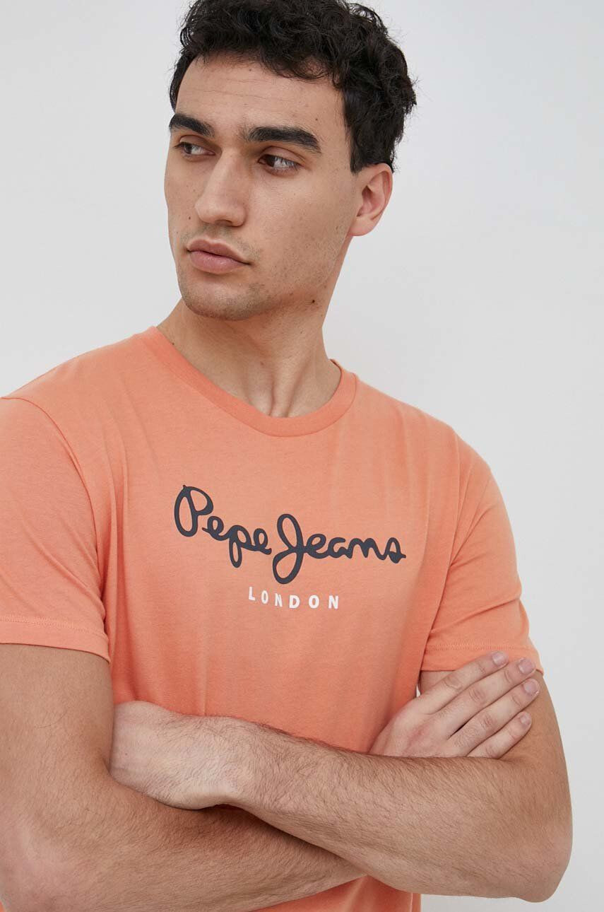 Pepe Jeans Bavlněné tričko Eggo tmavomodrá barva s potiskem - Pepit.cz