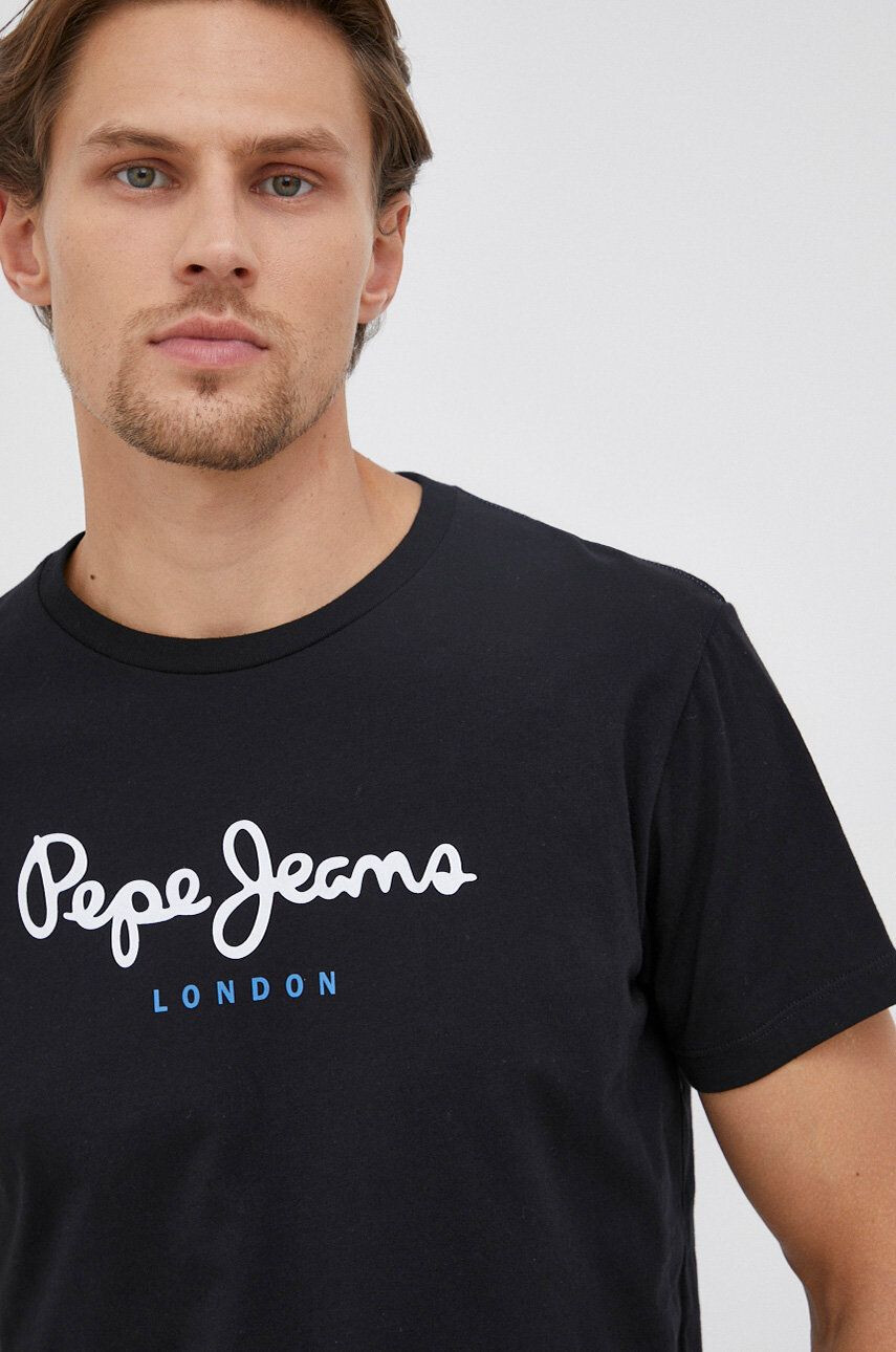 Pepe Jeans Bavlněné tričko Eggo tmavomodrá barva s potiskem - Pepit.cz