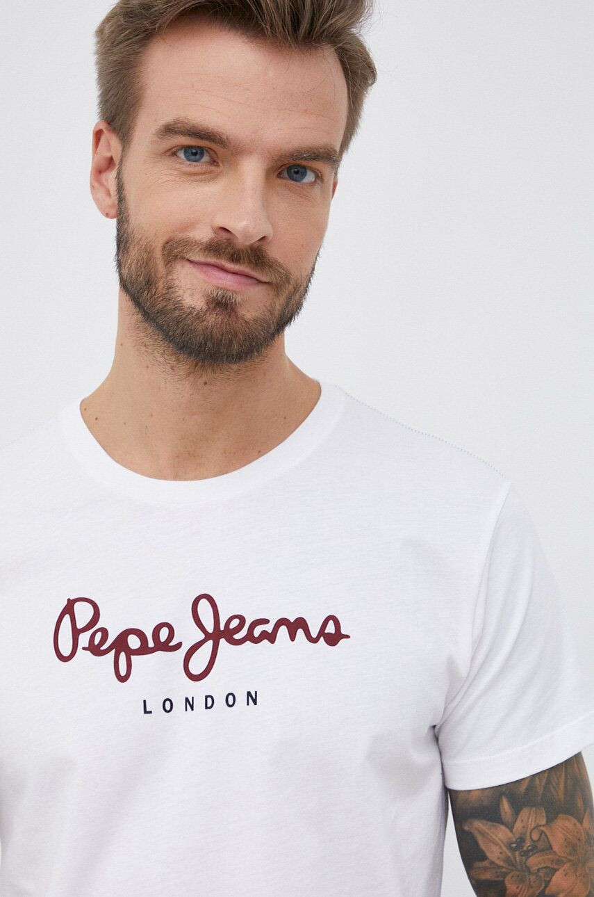 Pepe Jeans Bavlněné tričko Eggo N bílá barva hladké - Pepit.cz