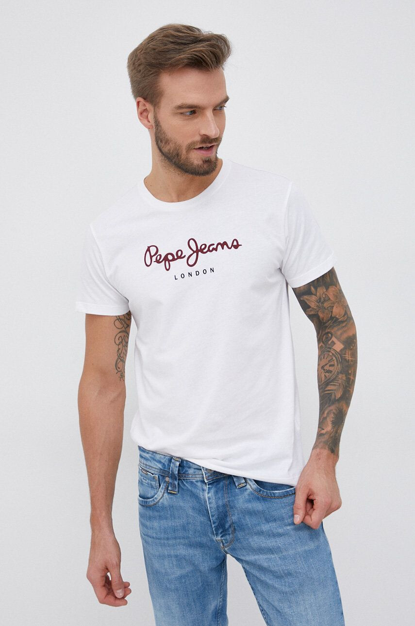 Pepe Jeans Bavlněné tričko Eggo N bílá barva hladké - Pepit.cz