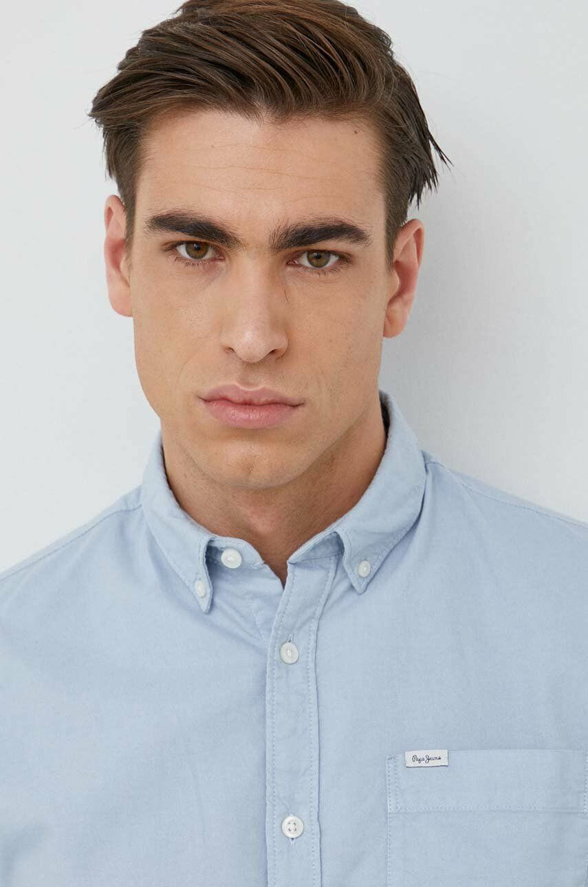 Pepe Jeans Košile Fabio růžová barva regular s límečkem button-down - Pepit.cz