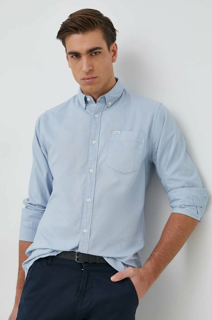 Pepe Jeans Košile Fabio růžová barva regular s límečkem button-down - Pepit.cz