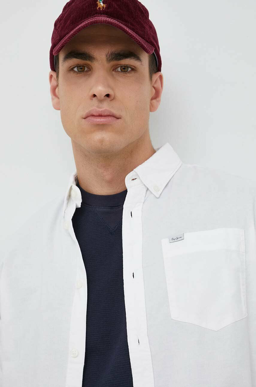 Pepe Jeans Košile Fabio bílá barva regular s límečkem button-down - Pepit.cz