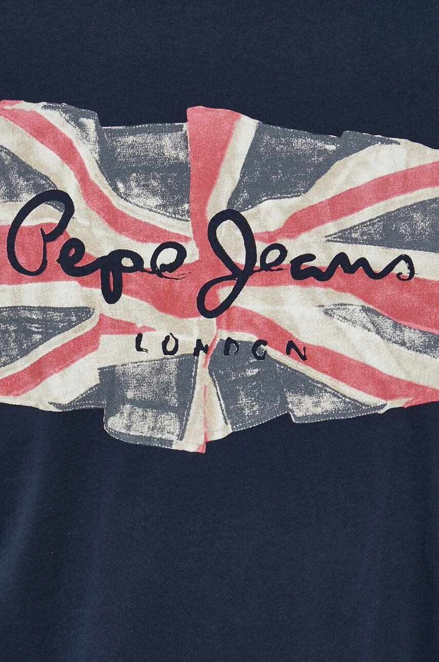 Pepe Jeans Bavlněné tričko Flag Logo tmavomodrá barva s potiskem - Pepit.cz