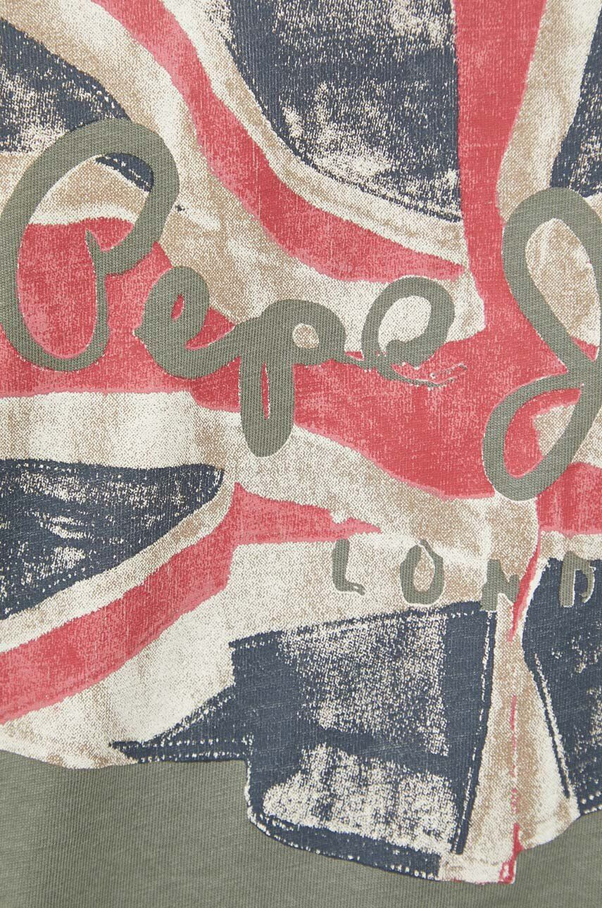 Pepe Jeans Bavlněné tričko Flag Logo zelená barva s potiskem - Pepit.cz