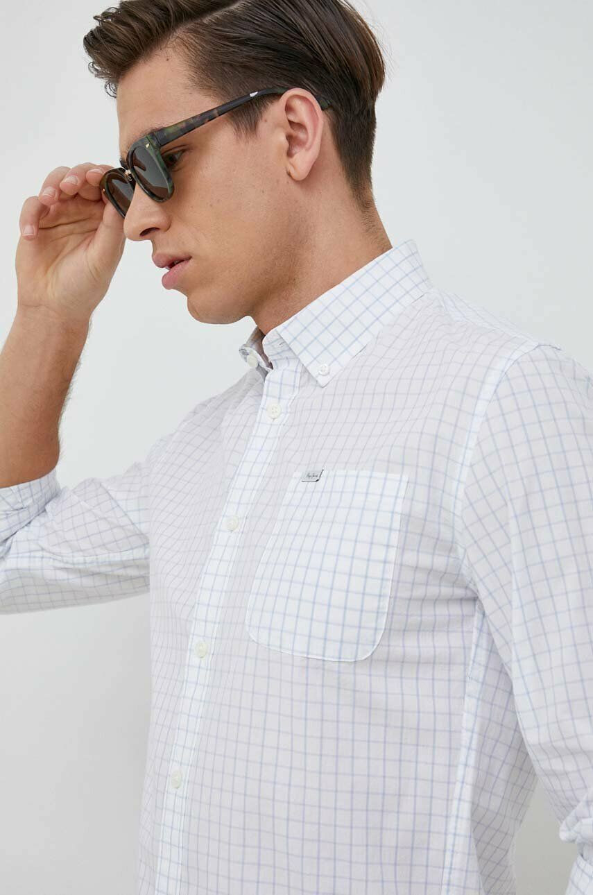 Pepe Jeans Bavlněné tričko Larry bílá barva slim s límečkem button-down - Pepit.cz