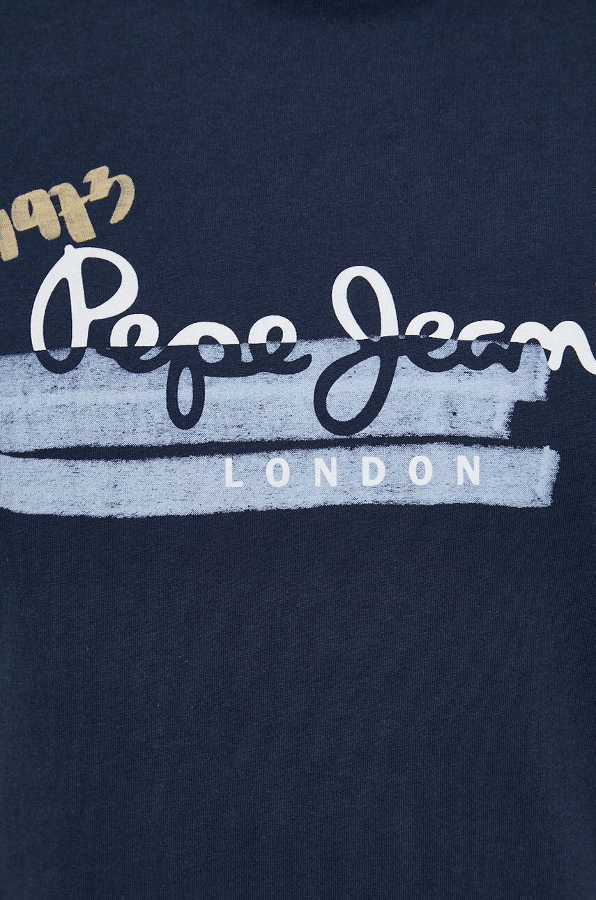 Pepe Jeans Bavlněné tričko Rafa tmavomodrá barva s potiskem - Pepit.cz