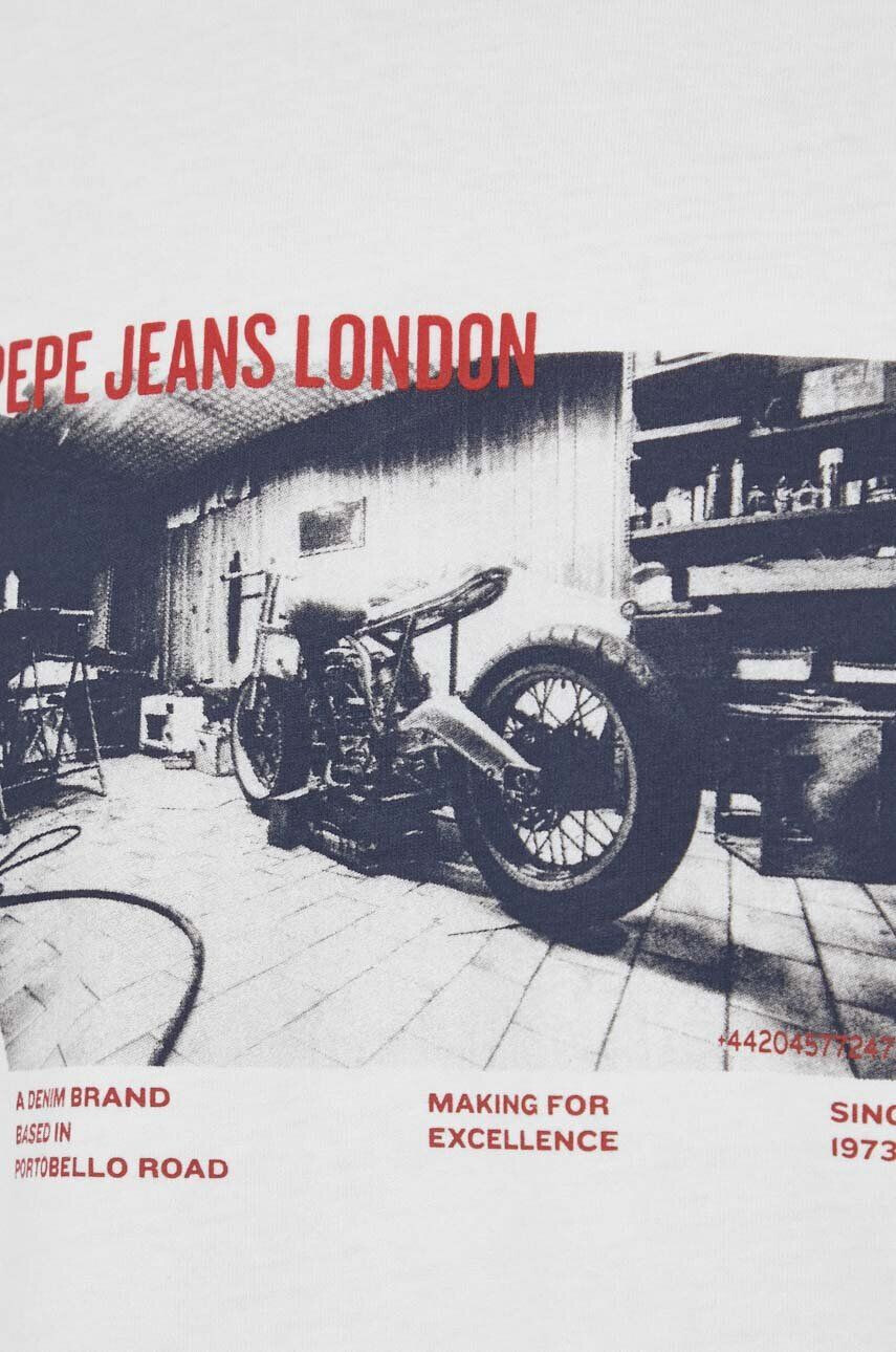 Pepe Jeans Bavlněné tričko Rahmon béžová barva s potiskem - Pepit.cz