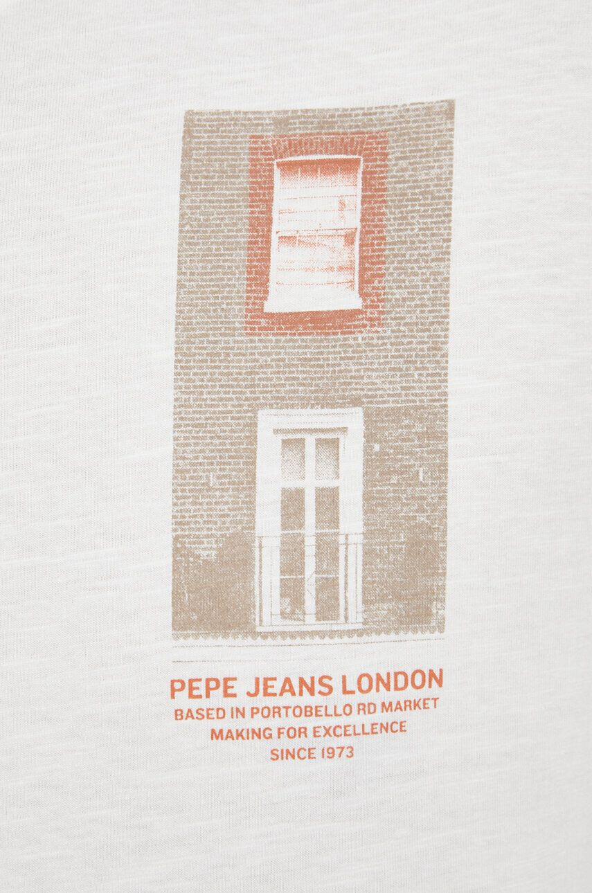 Pepe Jeans Bavlněné tričko Ricco bílá barva s potiskem - Pepit.cz