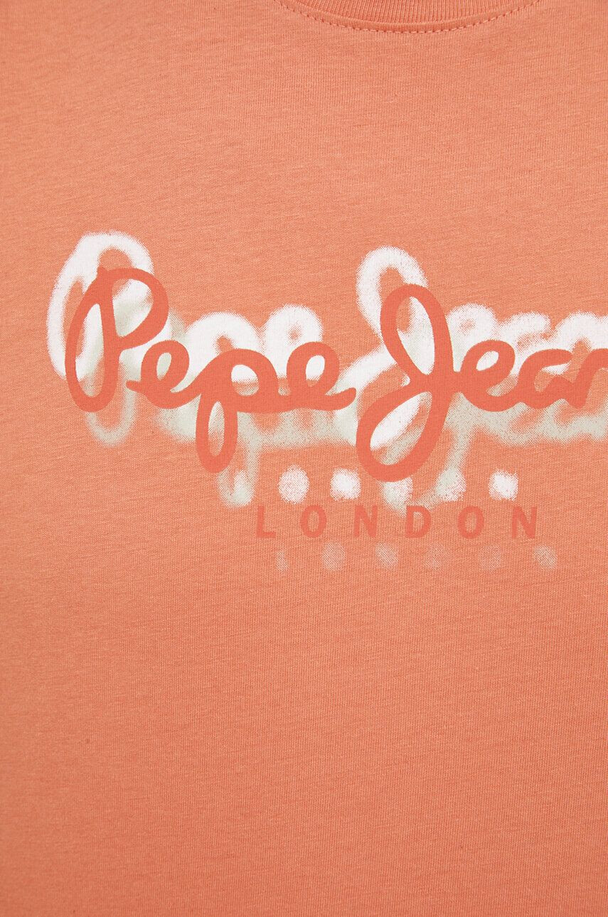 Pepe Jeans Bavlněné tričko Richme oranžová barva s potiskem - Pepit.cz