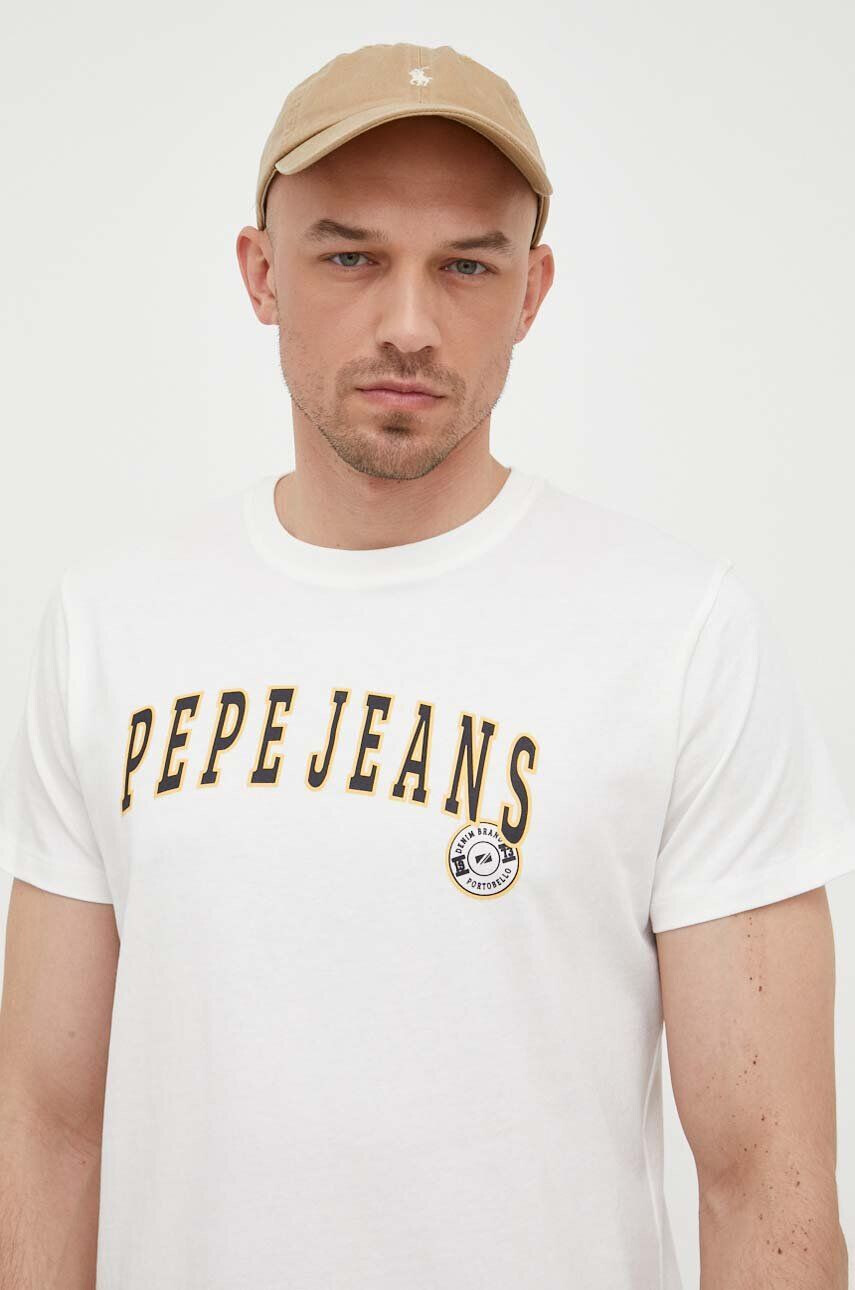 Pepe Jeans Bavlněné tričko Ronell bílá barva s potiskem - Pepit.cz