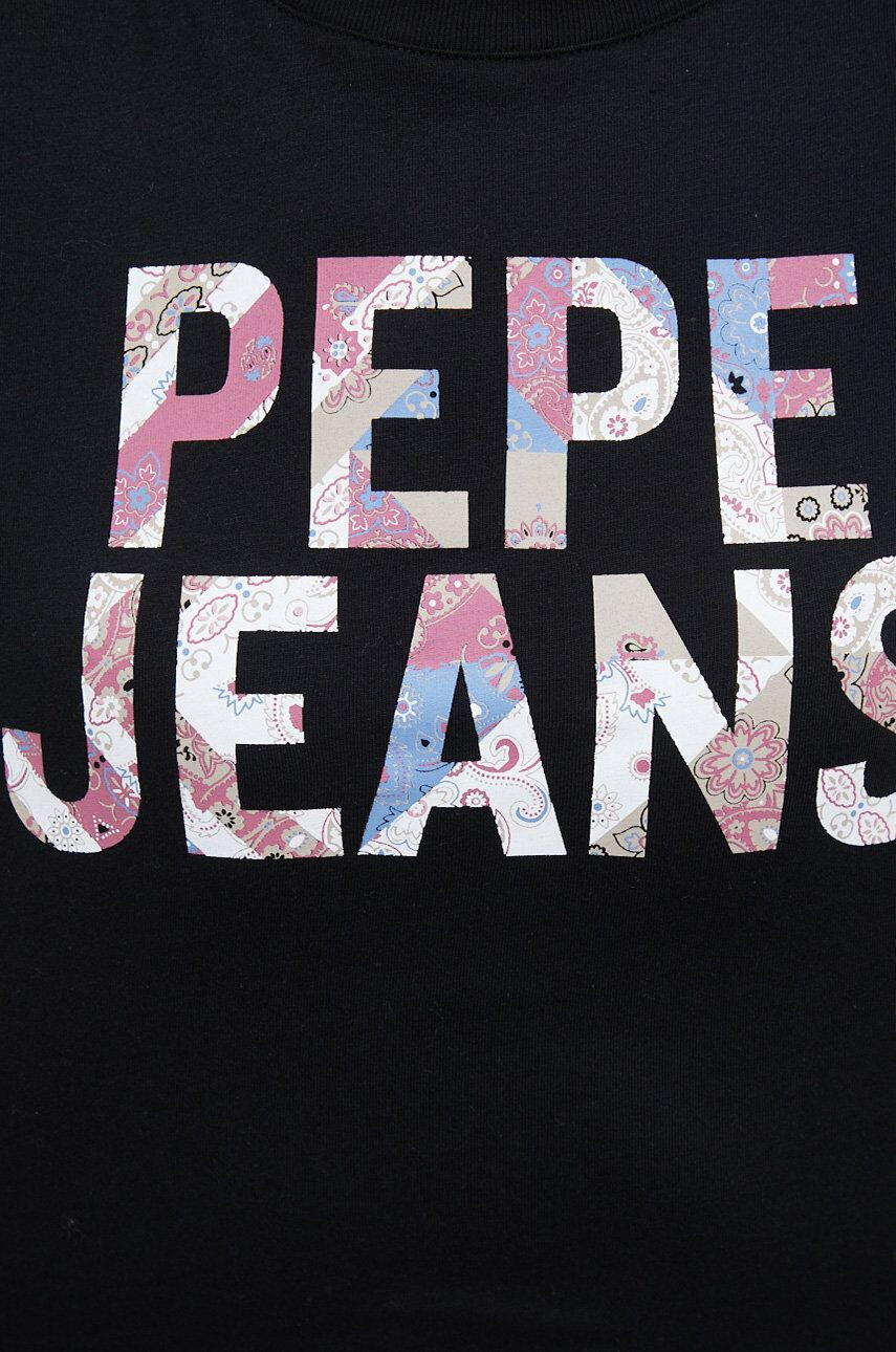 Pepe Jeans Bavlněné tričko s dlouhým rukávem Luna černá barva - Pepit.cz