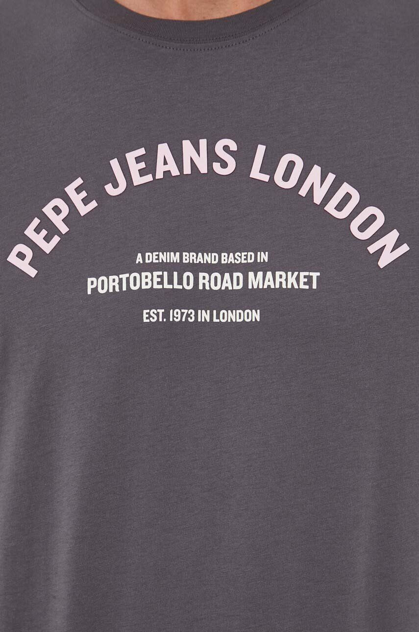 Pepe Jeans Bavlněné tričko Waddon šedá barva s potiskem - Pepit.cz