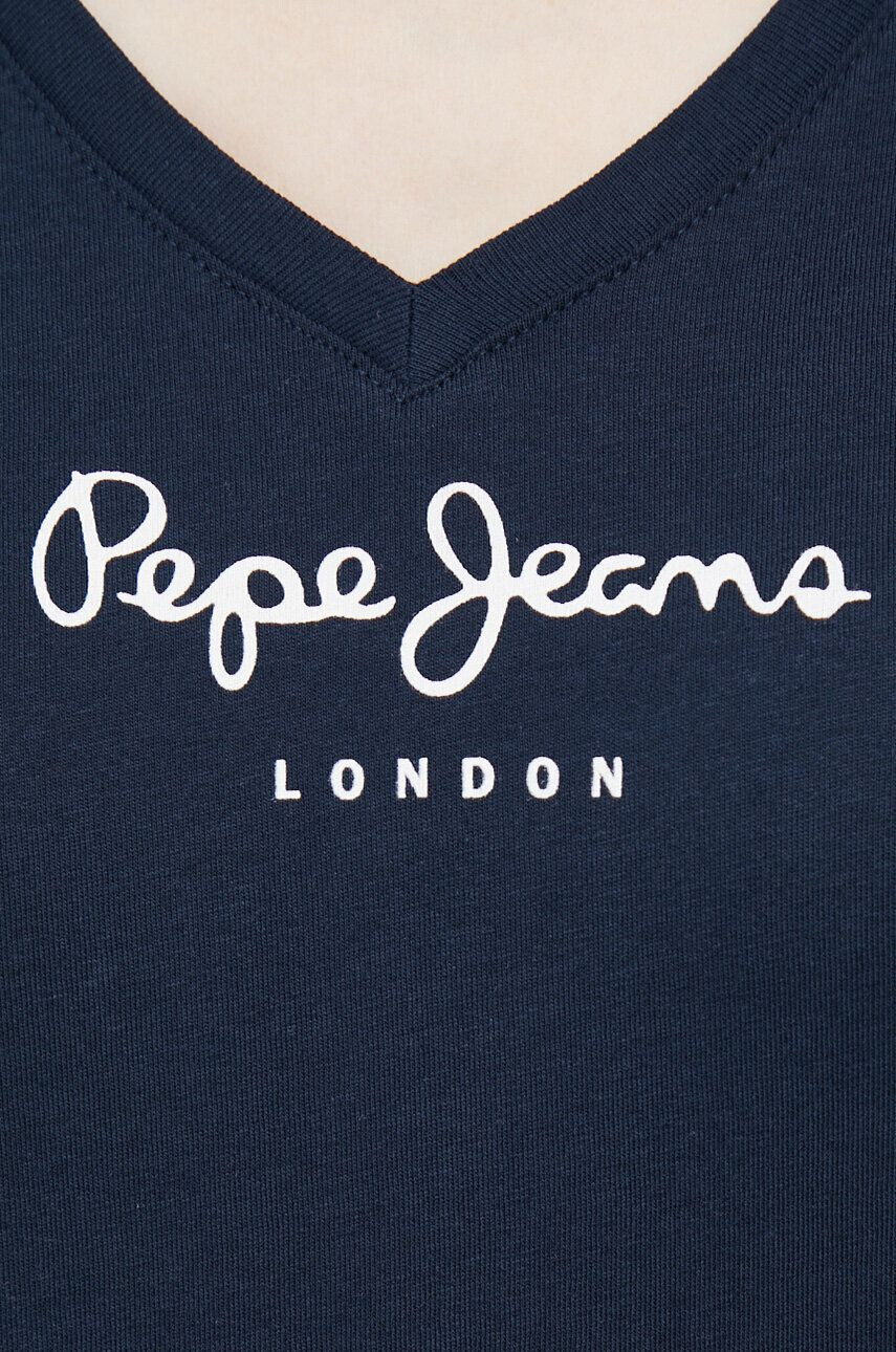 Pepe Jeans Bavlněné tričko Wendy V Neck tmavomodrá barva - Pepit.cz