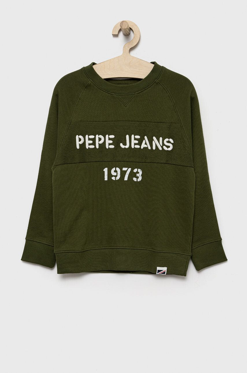 Pepe Jeans Dětská bavlněná mikina zelená barva s aplikací - Pepit.cz