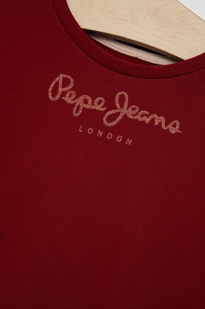 Pepe Jeans Dětská bavlněná mikina vínová barva s potiskem - Pepit.cz