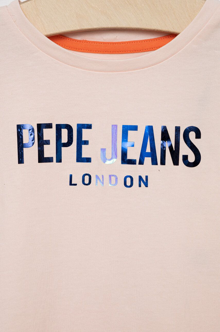 Pepe Jeans Dětské bavlněné tričko růžová barva - Pepit.cz