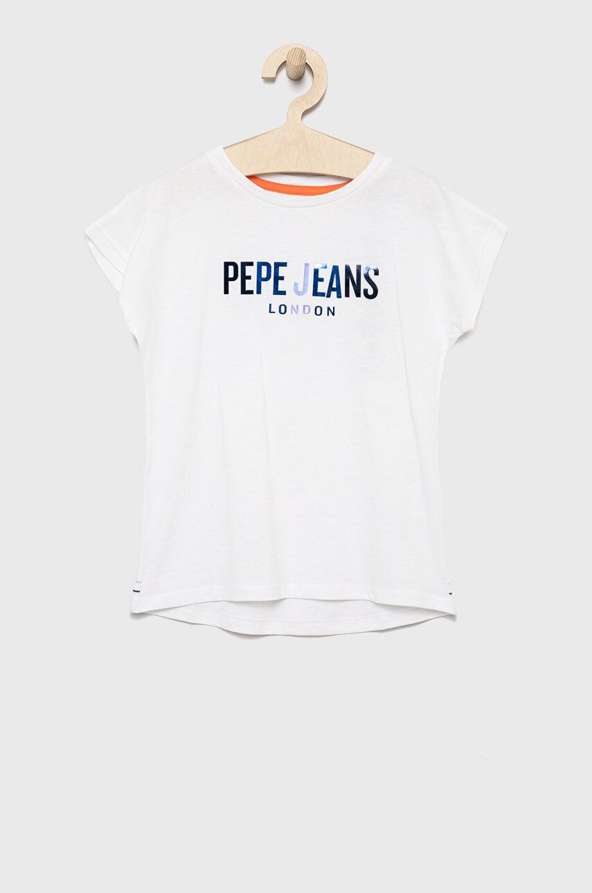 Pepe Jeans Dětské bavlněné tričko bílá barva - Pepit.cz