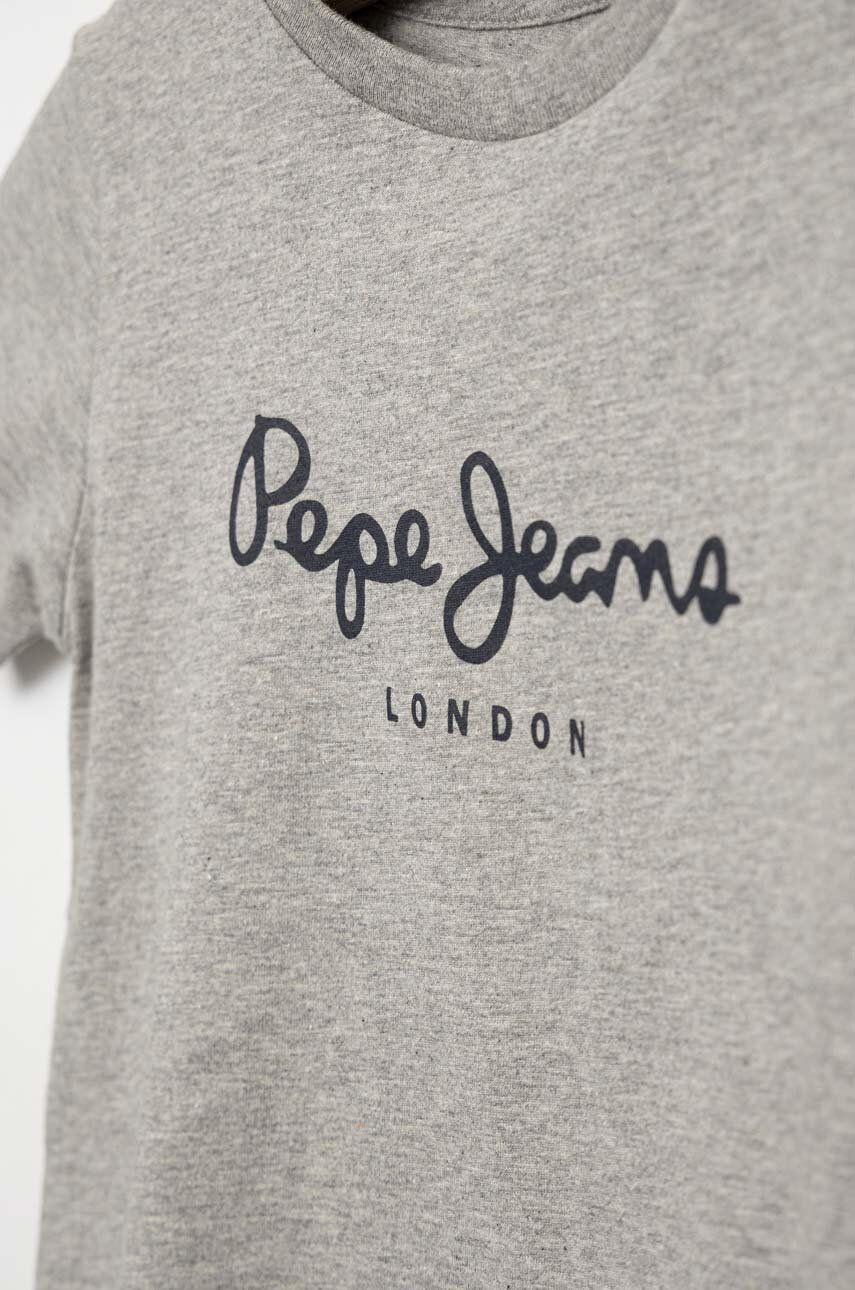 Pepe Jeans Dětské bavlněné tričko šedá barva s potiskem - Pepit.cz