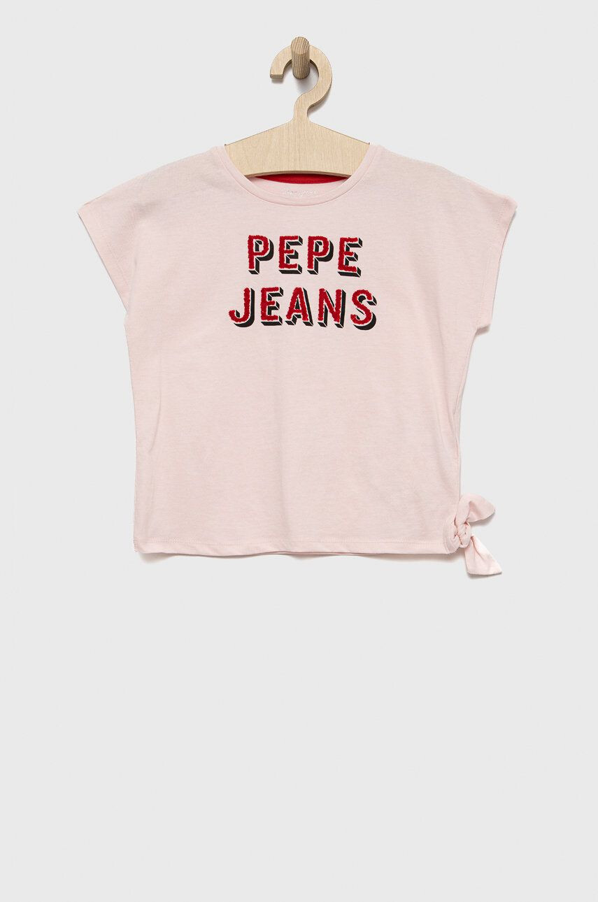 Pepe Jeans Dětské bavlněné tričko růžová barva - Pepit.cz