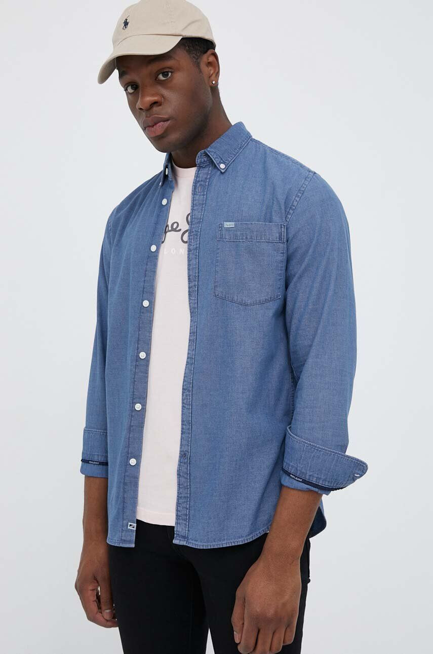 Pepe Jeans Džínová košile Cranmore pánská regular s límečkem button-down - Pepit.cz