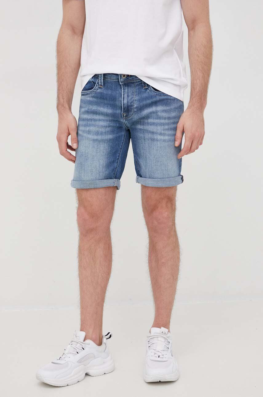 Pepe Jeans Džínové šortky Hatch Short pánské tmavomodrá barva - Pepit.cz