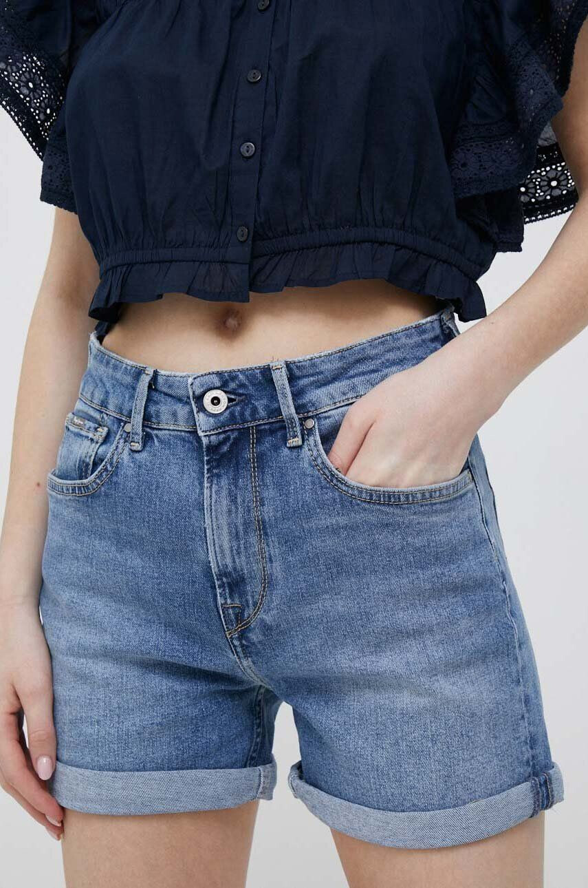 Pepe Jeans Džínové šortky Mary dámské hladké high waist - Pepit.cz