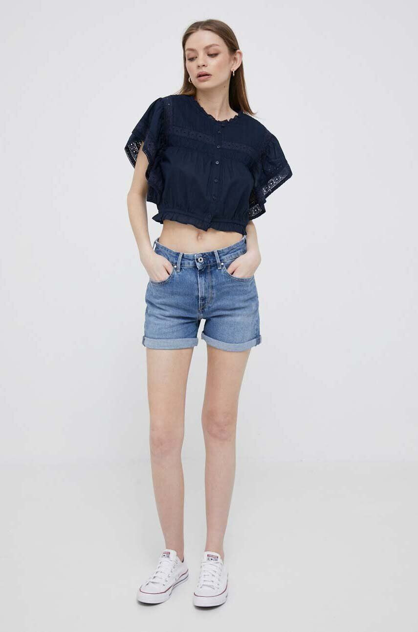 Pepe Jeans Džínové šortky Mary dámské hladké high waist - Pepit.cz