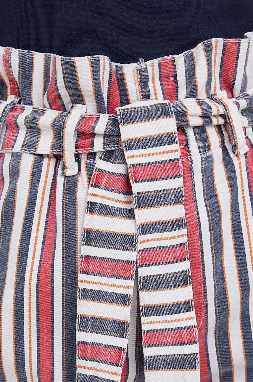 Pepe Jeans Džínové šortky Phoebe Stripe dámské vzorované high waist - Pepit.cz