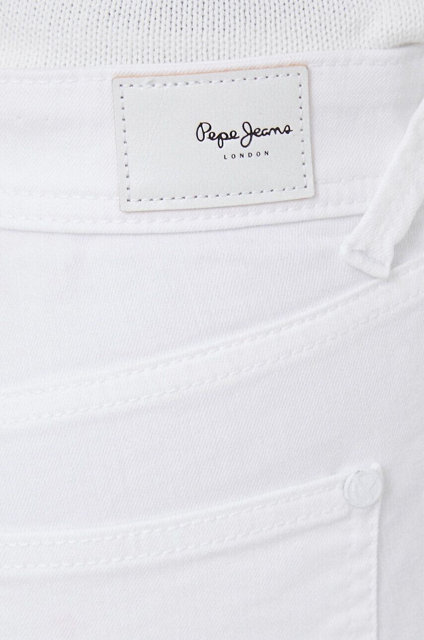 Pepe Jeans Džínové šortky Poppy dámské bílá barva hladké medium waist - Pepit.cz