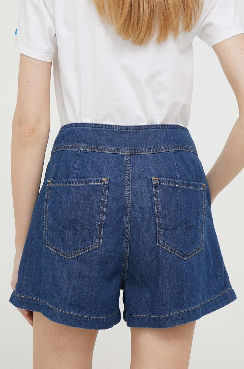 Pepe Jeans Džínové šortky Stella dámské tmavomodrá barva hladké high waist - Pepit.cz