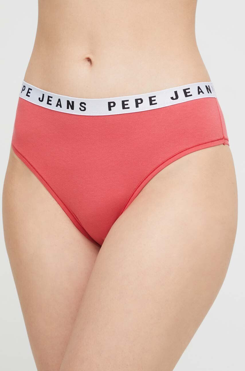 Pepe Jeans Kalhotky brazilky Solid Brazilian červená barva - Pepit.cz