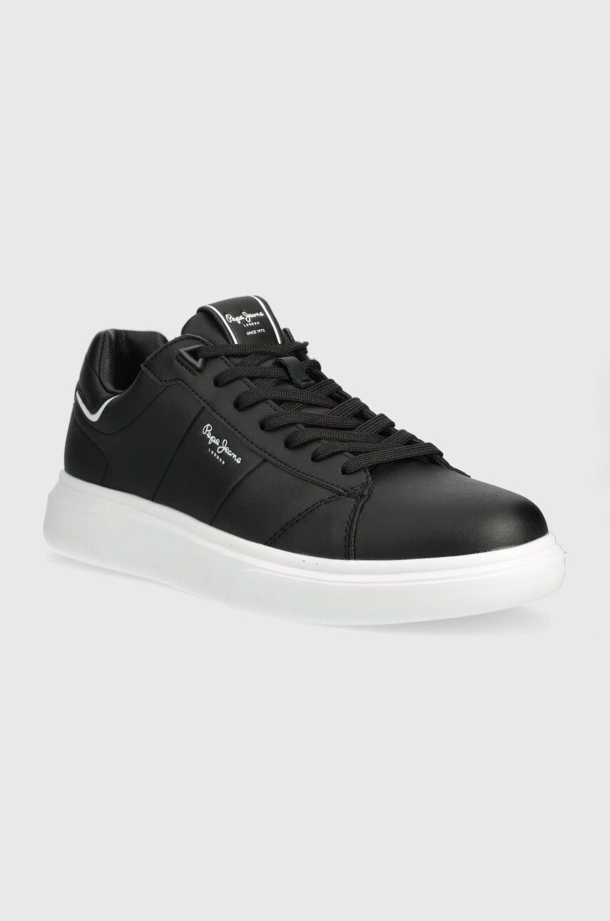 Pepe Jeans Kožené sneakers boty EATON černá barva PMS30896 - Pepit.cz