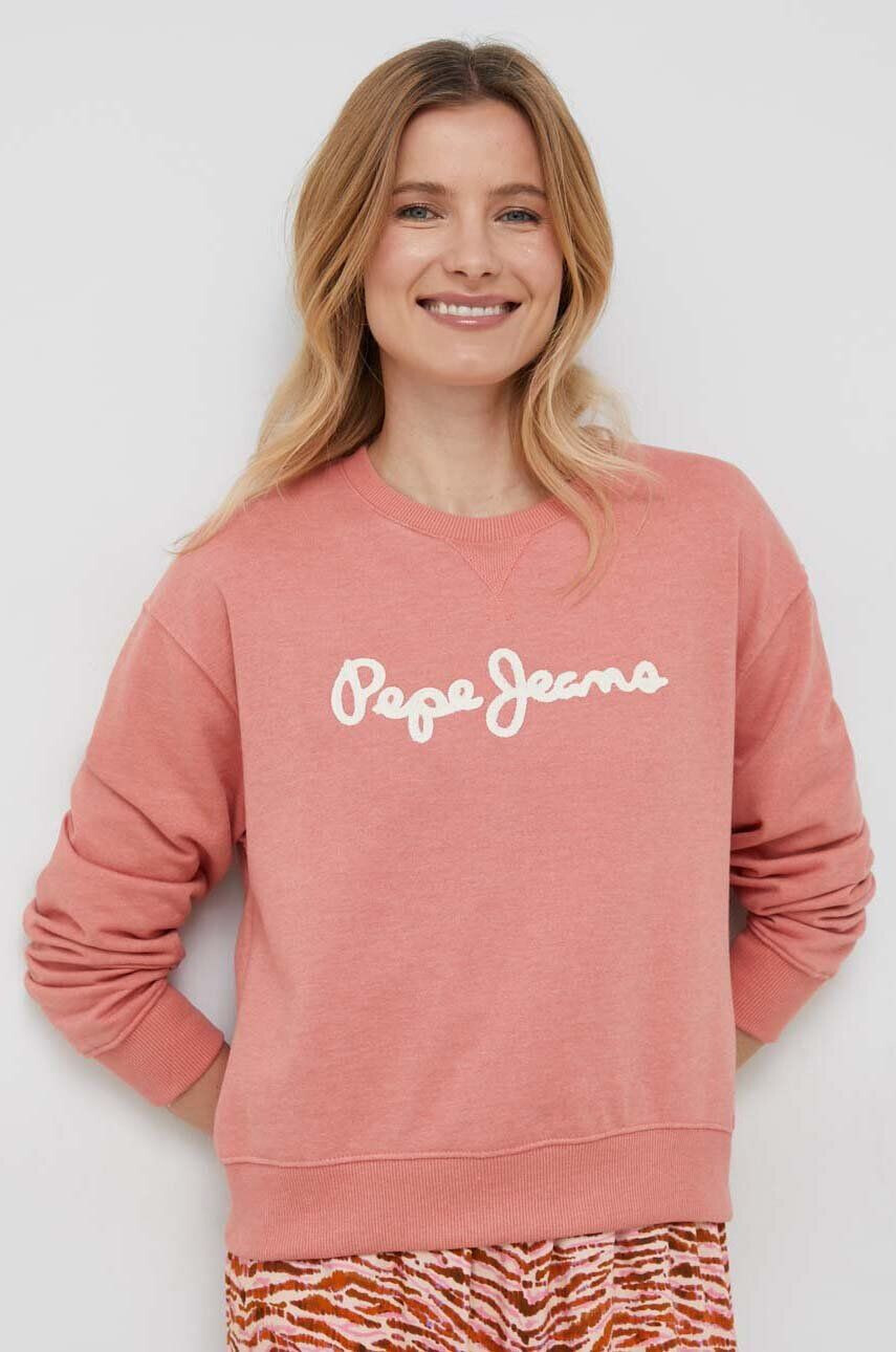 Pepe Jeans Mikina dámská oranžová barva vzorovaná - Pepit.cz