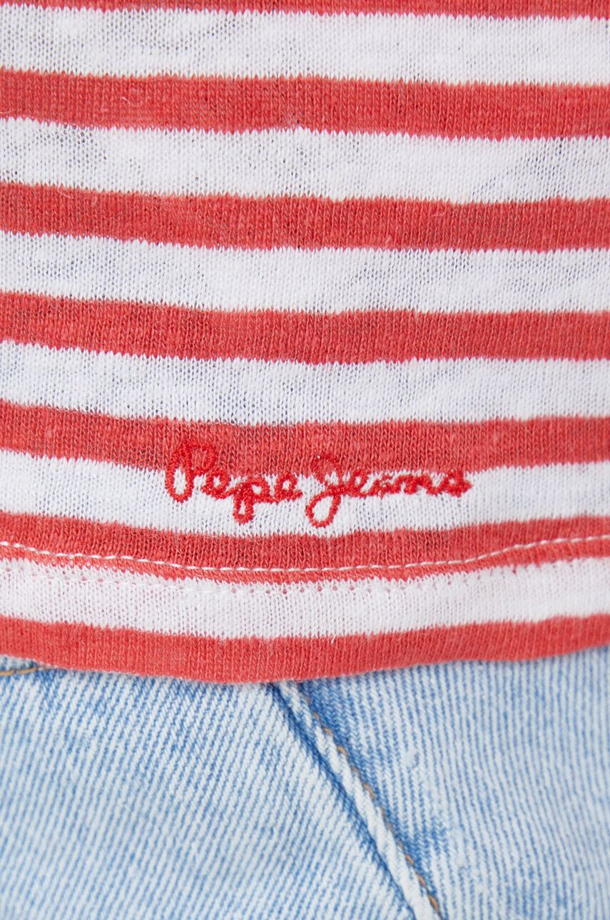 Pepe Jeans Plátěné tričko Leia červená barva - Pepit.cz