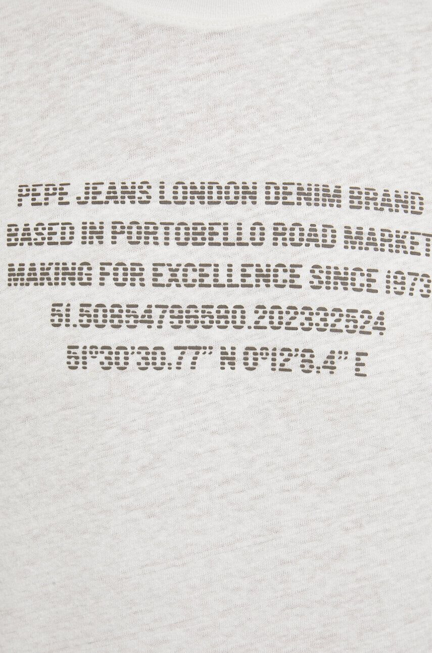 Pepe Jeans Plátěné tričko Ricci béžová barva s potiskem - Pepit.cz