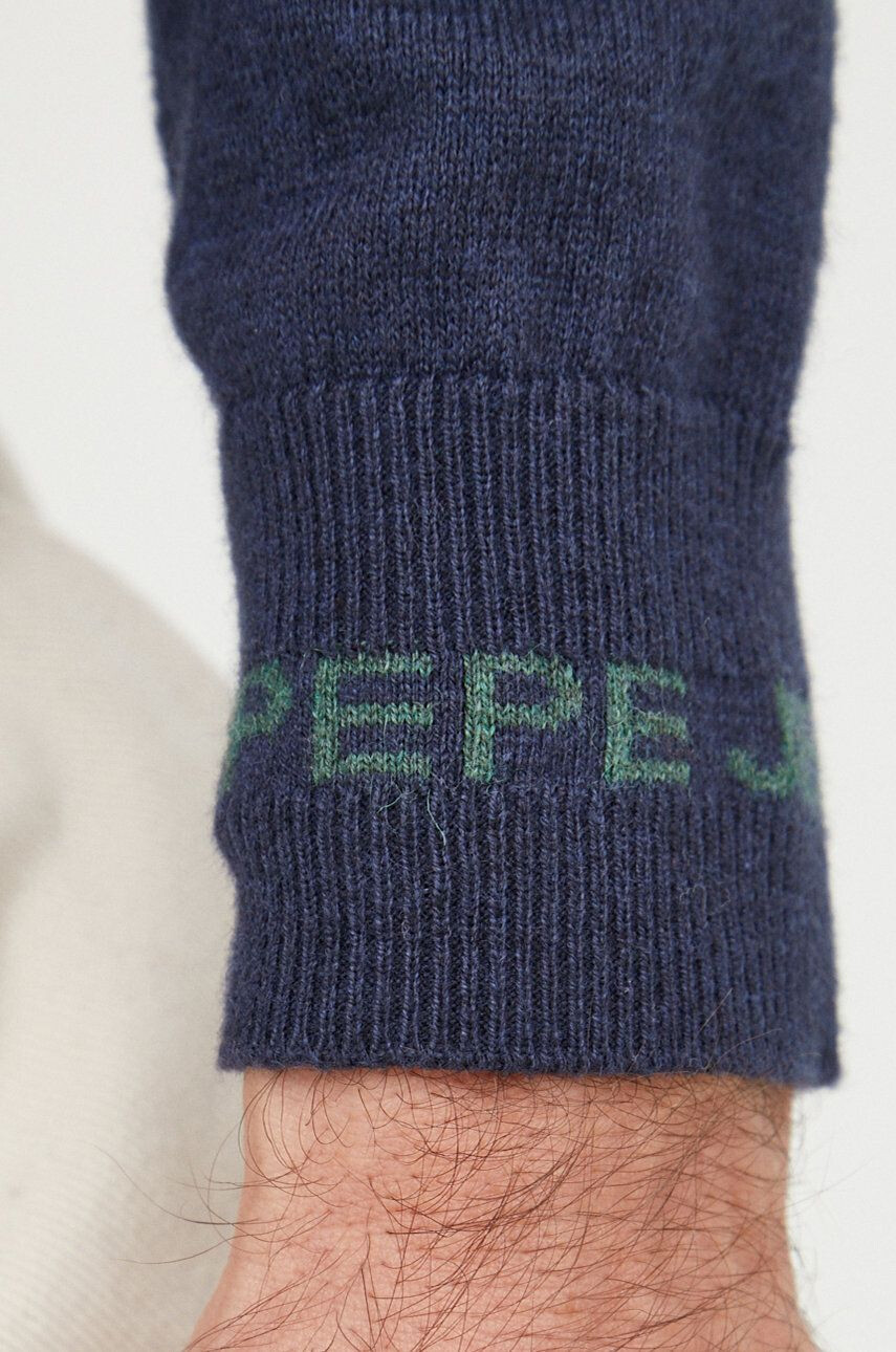 Pepe Jeans Svetr z vlněné směsi pánský tmavomodrá barva lehký - Pepit.cz