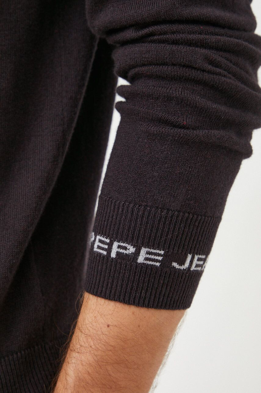 Pepe Jeans Svetr z vlněné směsi pánský černá barva lehký - Pepit.cz