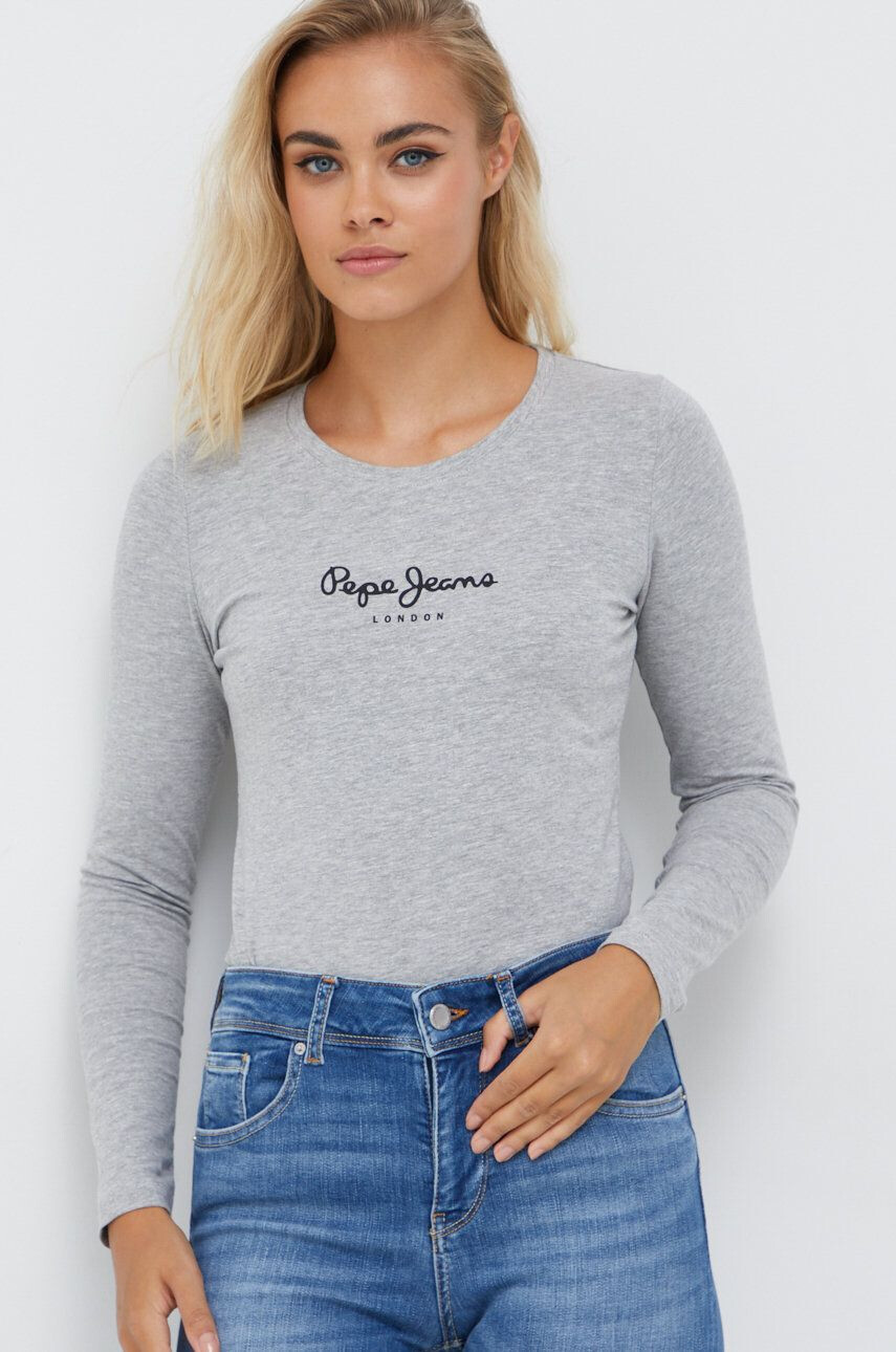 Pepe Jeans Tričko s dlouhým rukávem šedá barva - Pepit.cz