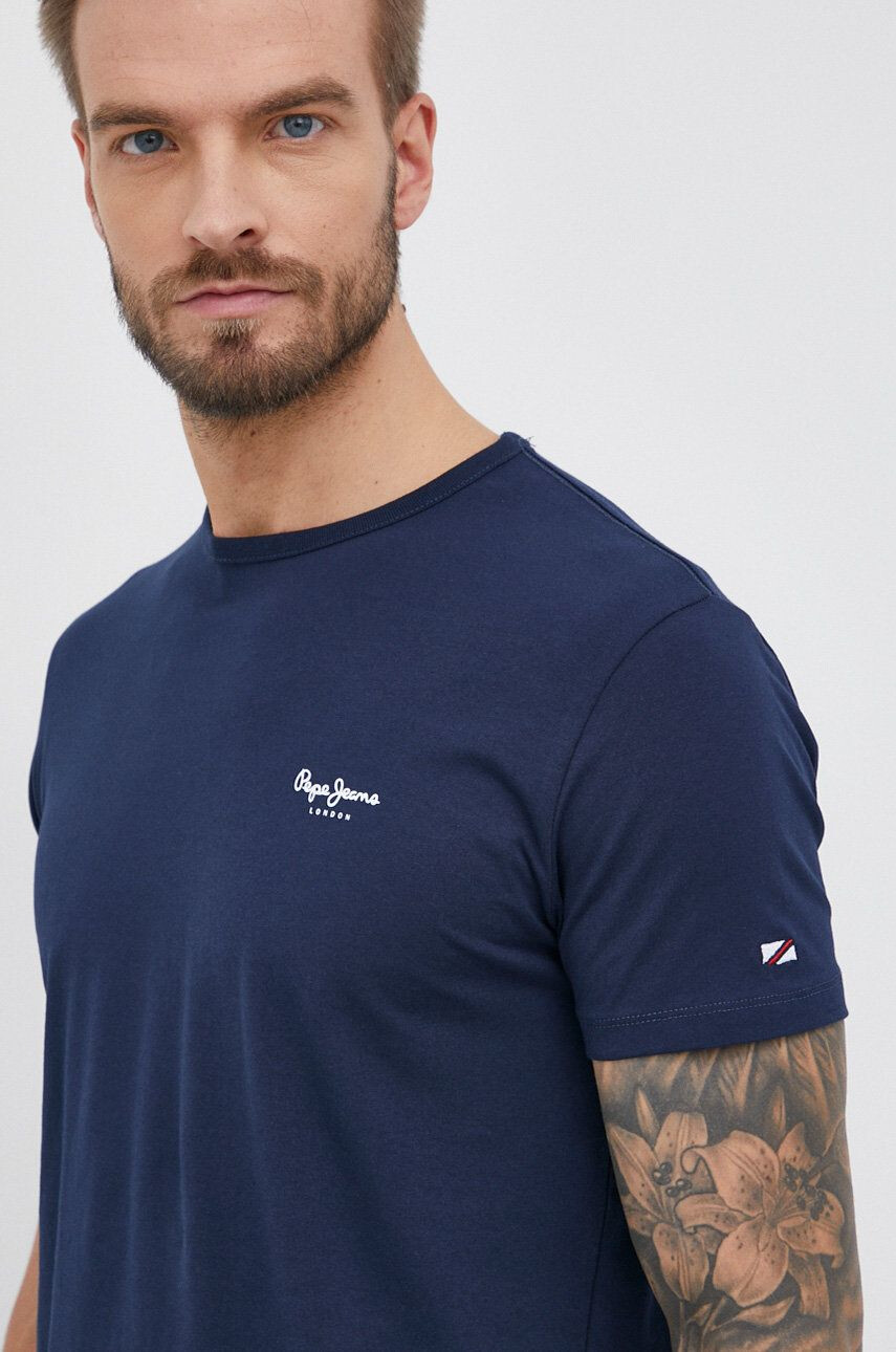 Pepe Jeans Tričko Original Basic 3 tmavomodrá barva hladké - Pepit.cz