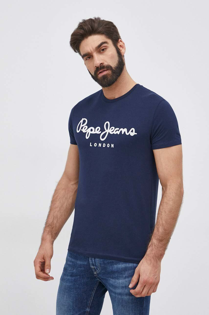 Pepe Jeans Tričko Original Stretch pánské tmavomodrá barva s potiskem - Pepit.cz