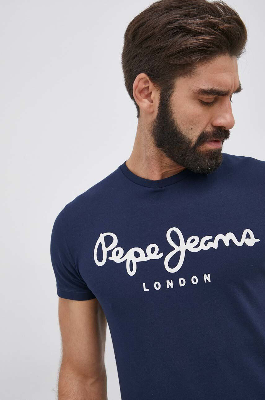 Pepe Jeans Tričko Original Stretch pánské tmavomodrá barva s potiskem - Pepit.cz