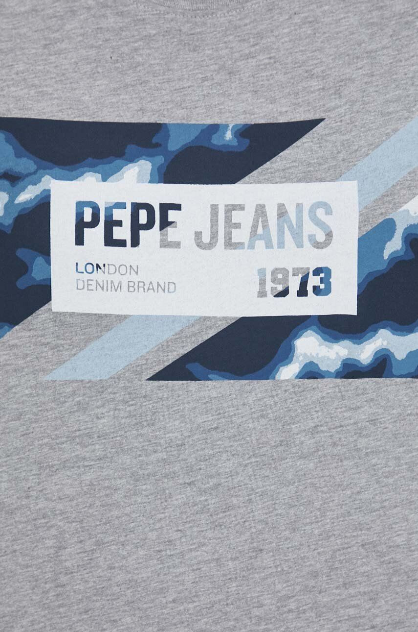 Pepe Jeans Tričko Rederick šedá barva s potiskem - Pepit.cz