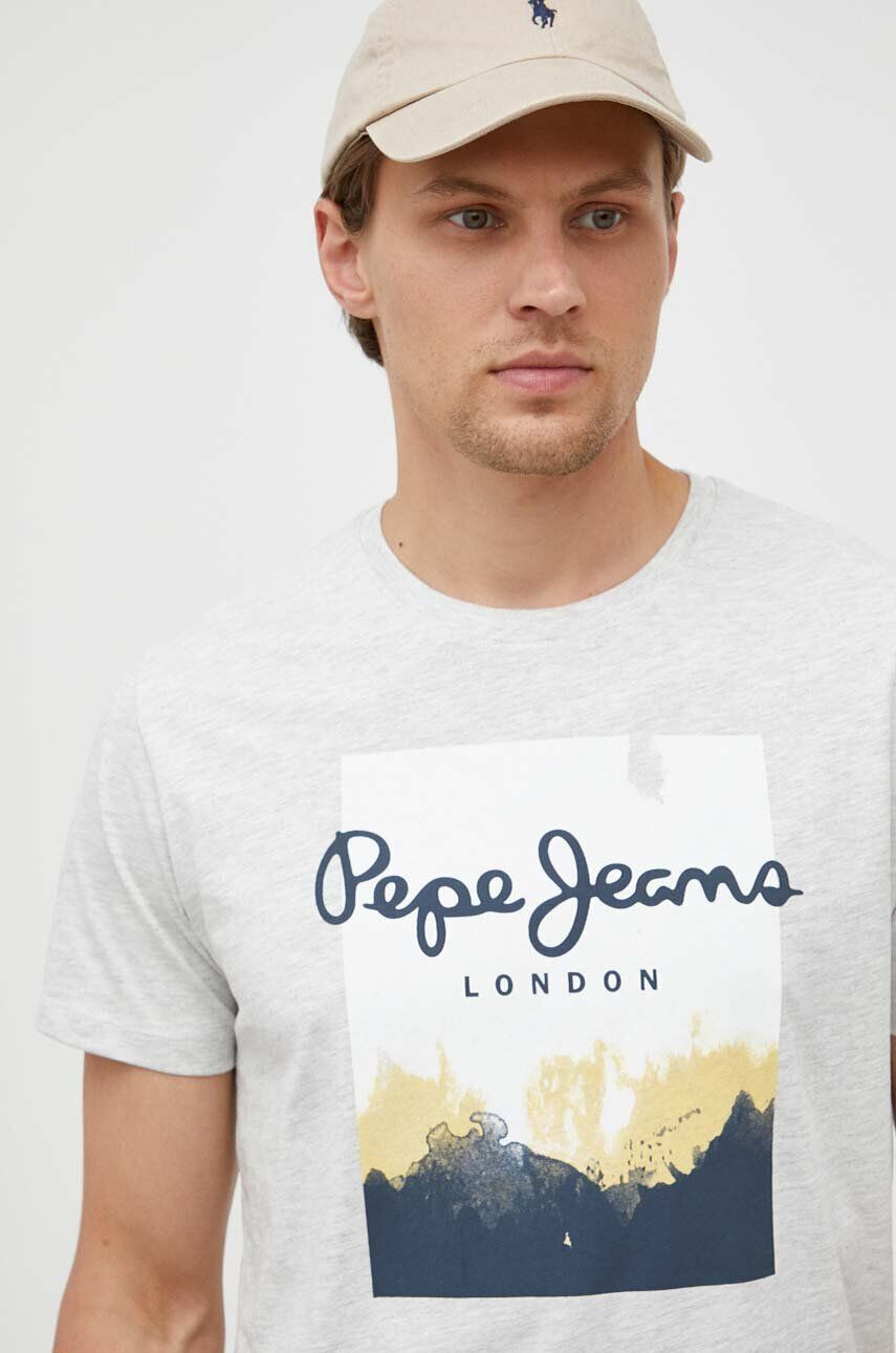 Pepe Jeans Tričko Roslyn šedá barva s potiskem - Pepit.cz