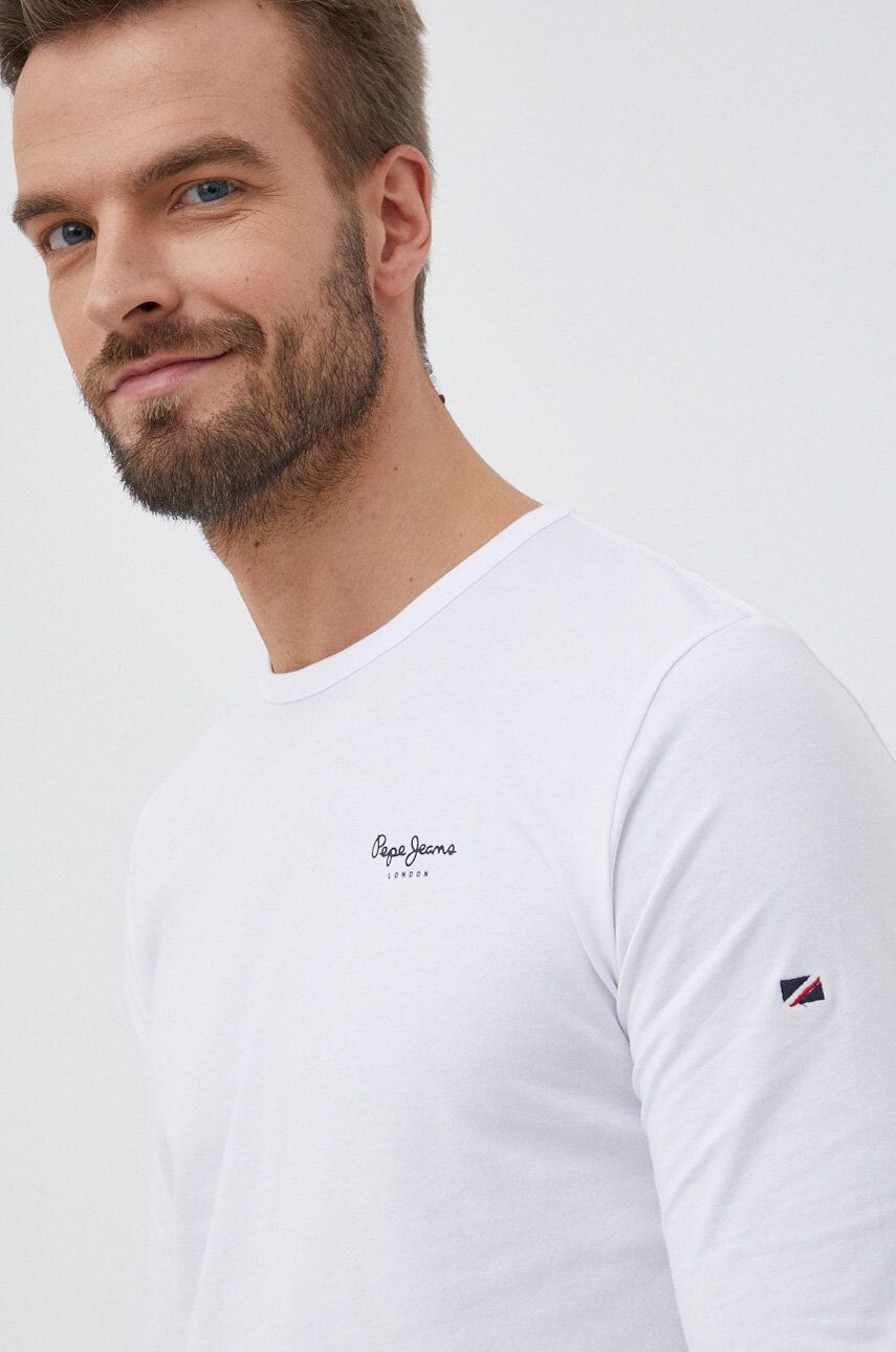 Pepe Jeans Tričko s dlouhým rukávem Original Basic 2 bílá barva hladké - Pepit.cz