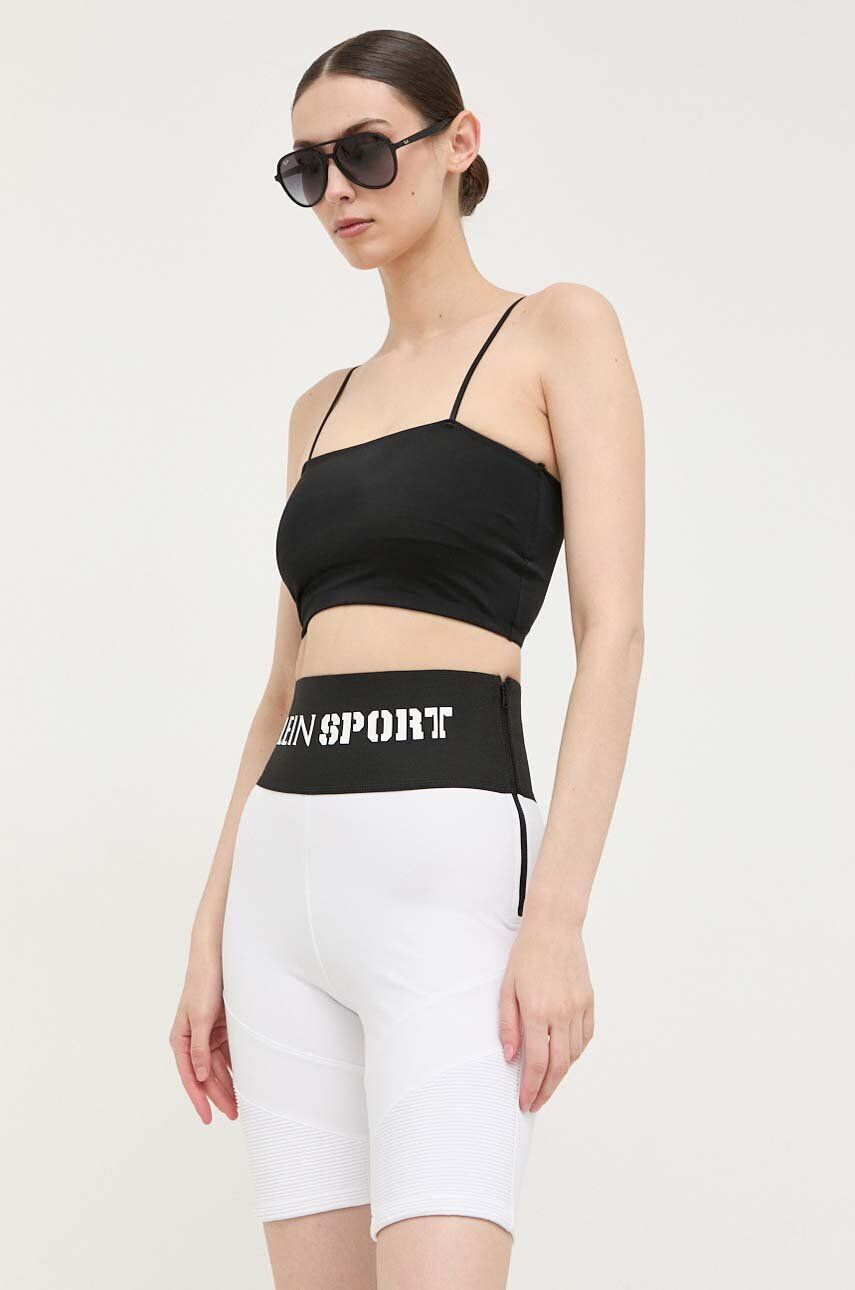 Plein Sport Kraťasy dámské bílá barva s potiskem high waist - Pepit.cz