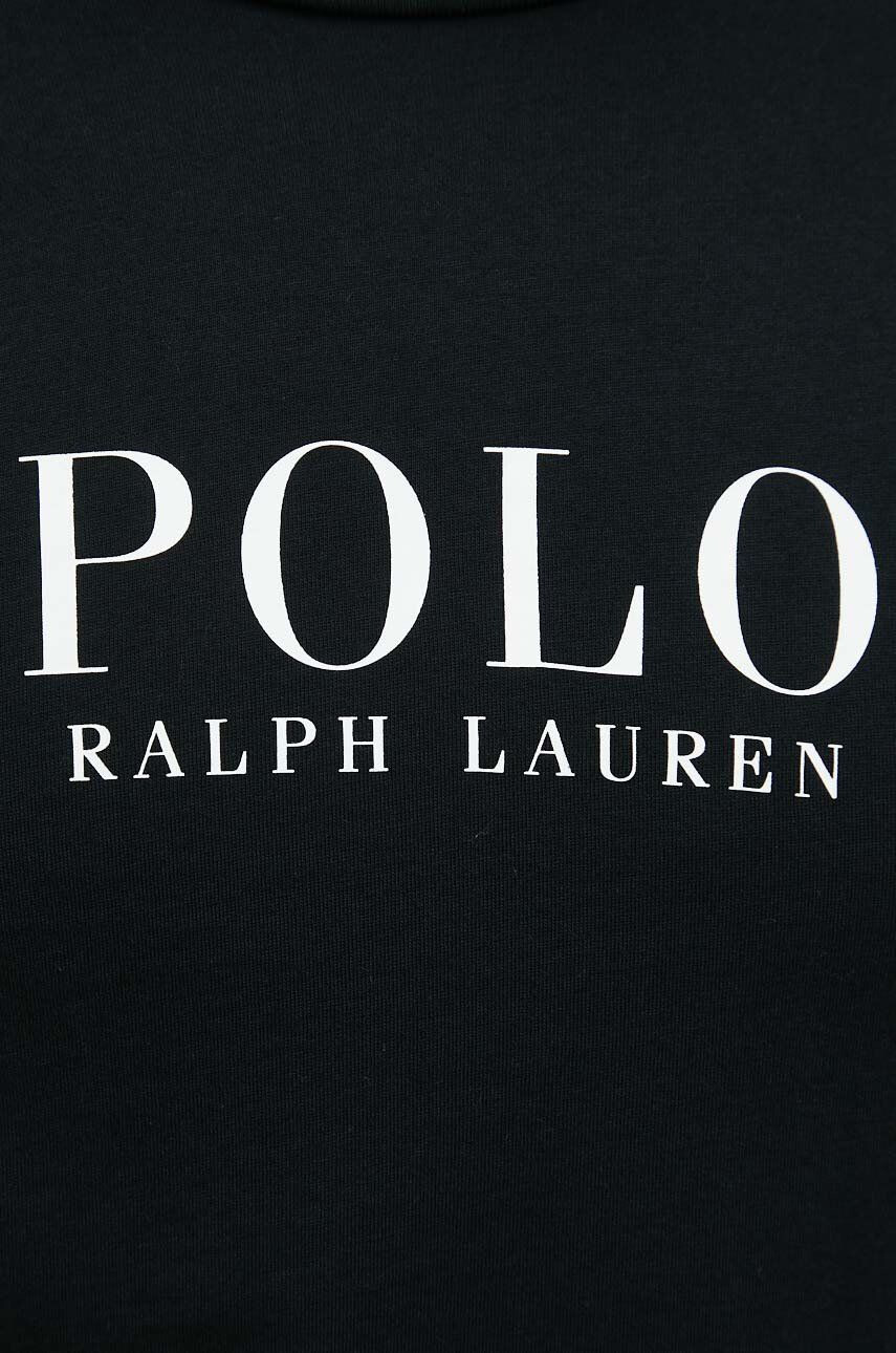 Polo Ralph Lauren Bavlněná košile s dlouhým rukávem černá barva s potiskem - Pepit.cz